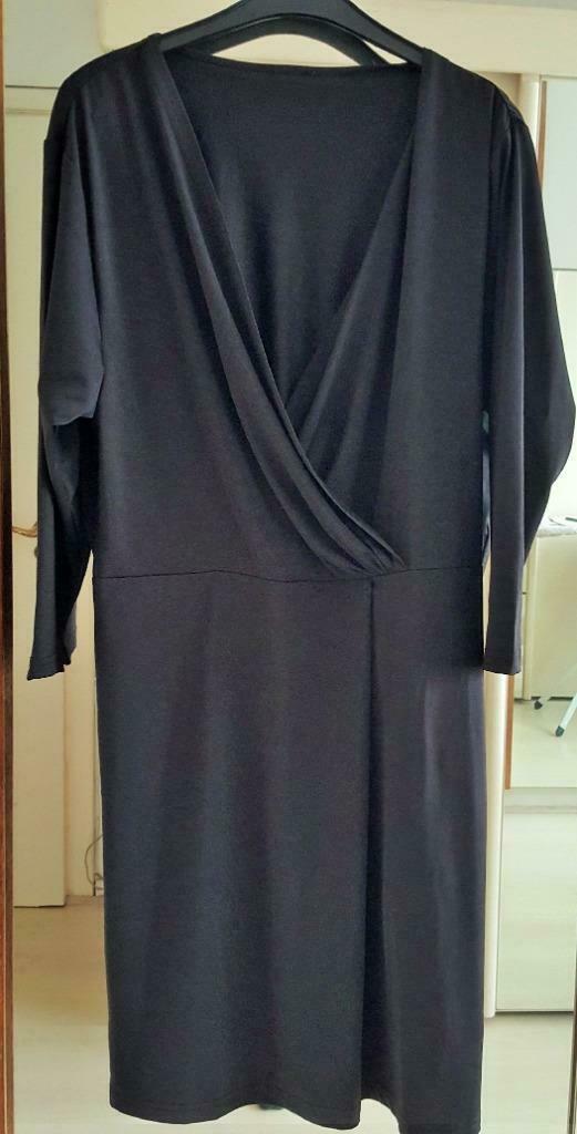klassieke zwarte avondjurk met overslag en lange mouwen T38, Kleding | Dames, Ophalen of Verzenden