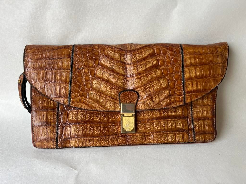 Handtas uit krokodillenleer, Handtassen en Accessoires, Tassen | Damestassen, Ophalen of Verzenden, Gebruikt, Handtas