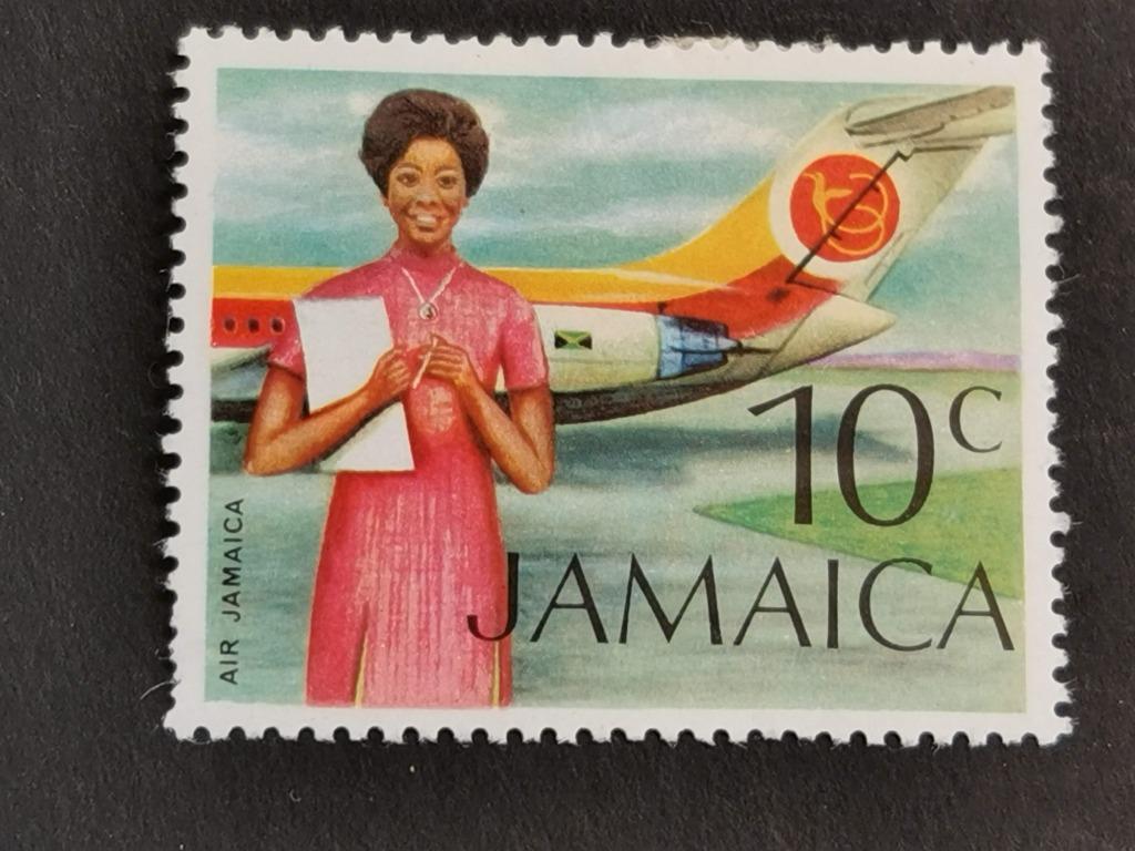 Jamaïque 1972 - aéroport et hôtesse de l'air - avion, Enlèvement ou Envoi, Non oblitéré, Amérique centrale
