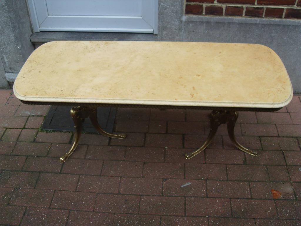 Table basse en laiton et marbre, Ophalen