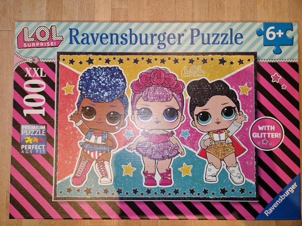 Puzzel LOL surprise  met glitter 100 stukjes, Ophalen of Verzenden, Meer dan 50 stukjes, Zo goed als nieuw, 6 jaar of ouder