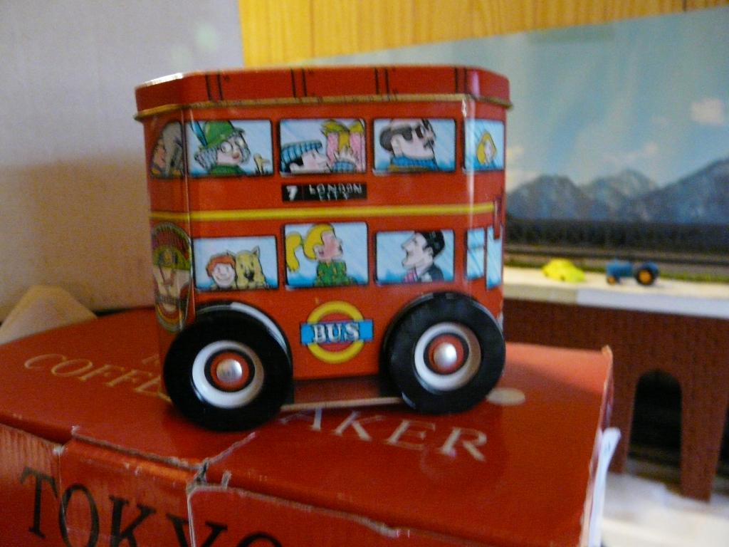 Vintage grappige blikken dubbeldek Londense bus, Ophalen, Gebruikt, Koek(jes), Overige merken