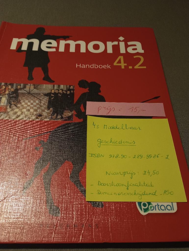 MEMORIA 4.2 geschiedenis 4de middelbaar, Boeken, ASO, Geschiedenis, Ophalen of Verzenden, Zo goed als nieuw