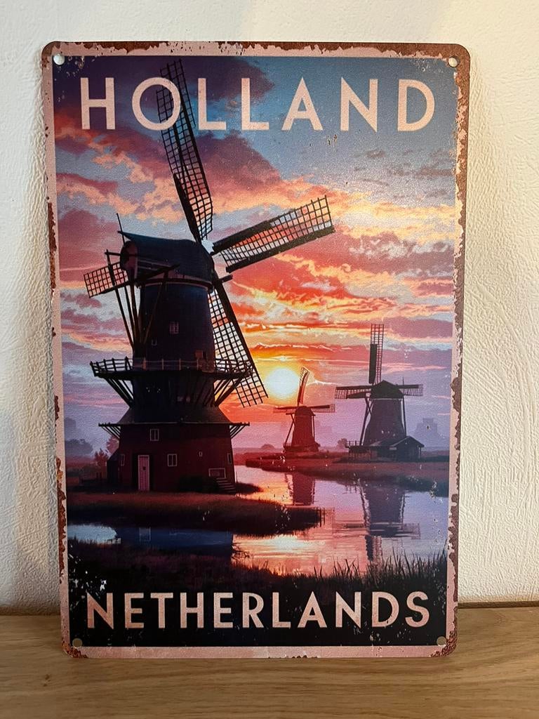 Plaque metallique Holland Netherlands, Ophalen of Verzenden, Nieuw