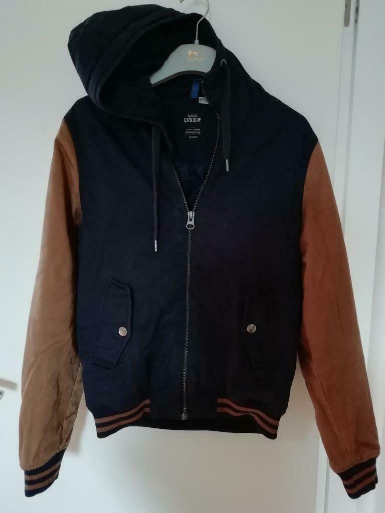 Warme (winter) Vest Blouson jas heren met kap SMALL, Ophalen of Verzenden, Gedragen, Blauw, MET