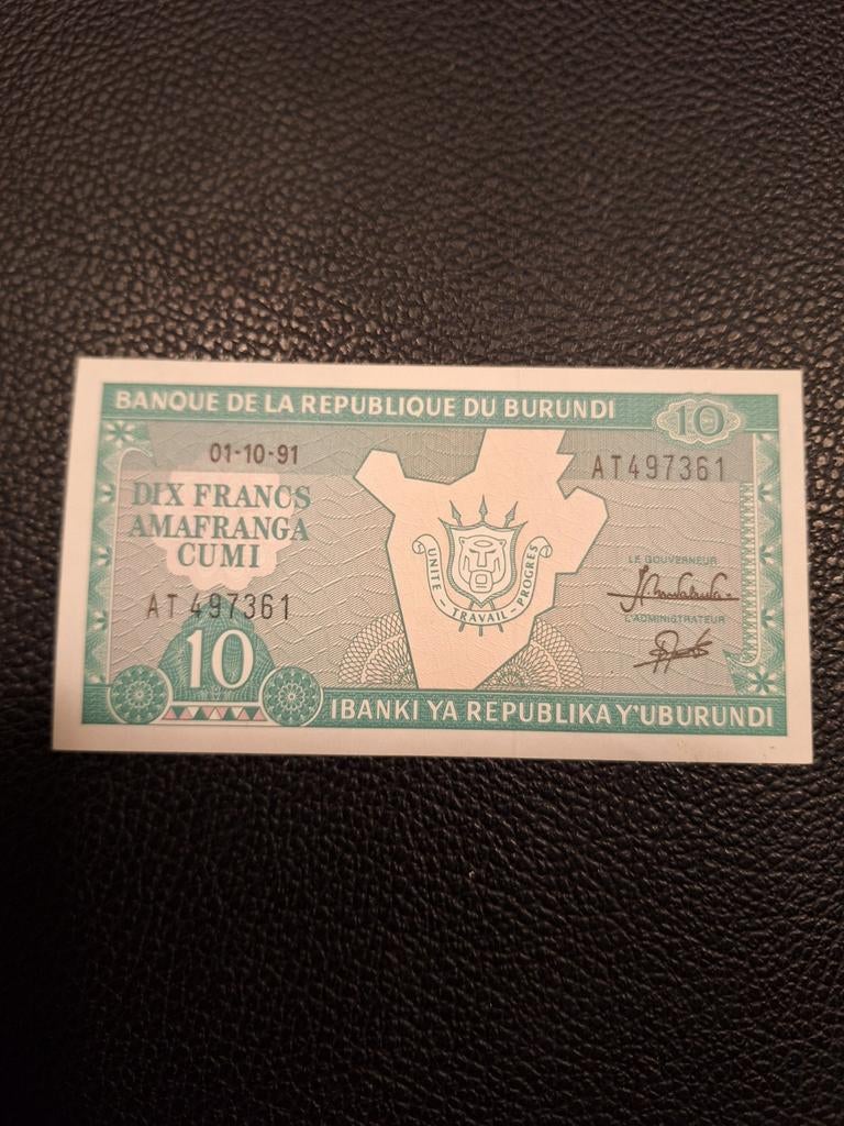 BURUNDI 10 FRANCS 1991 unc, Ophalen of Verzenden, Burundi