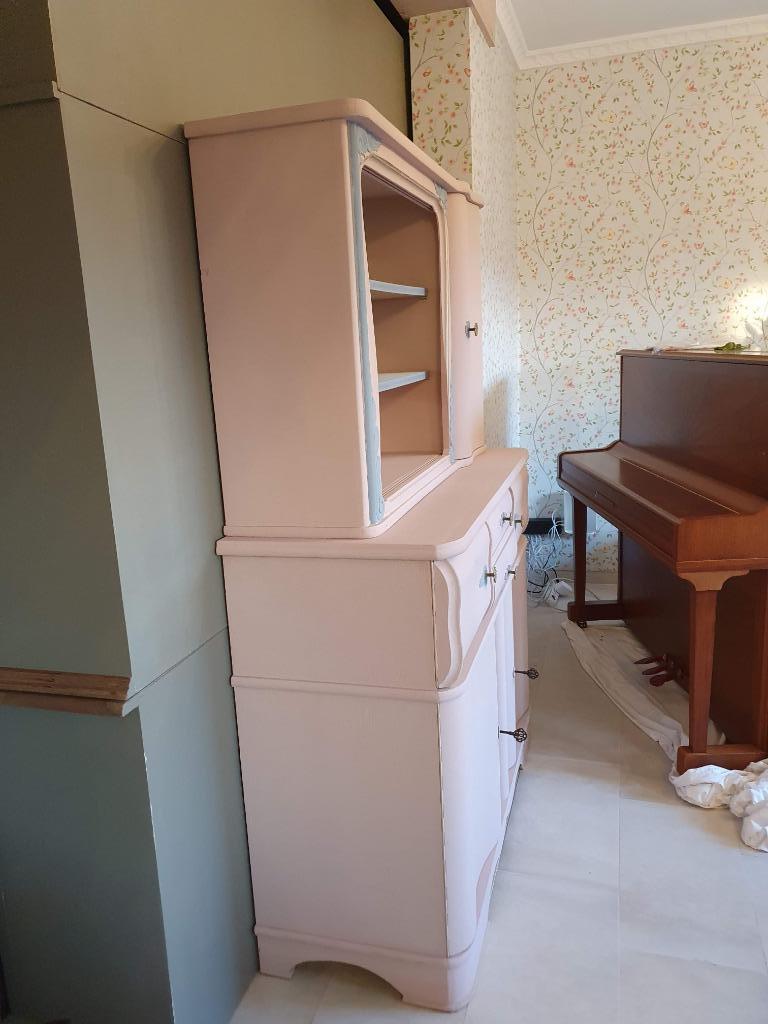 Buffet rose/bleu brocant avec une touche d'or - avec miroirs, Maison & Meubles, Armoires | Buffets, Enlèvement, Verre