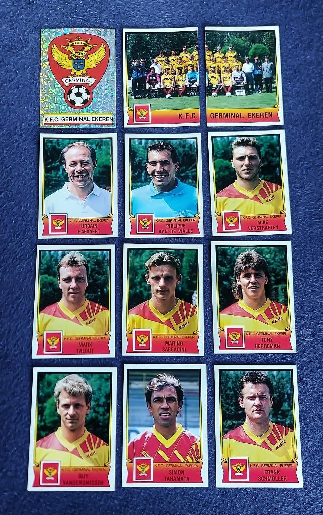 12 versch. Panini stickers voetbal FB 1992 - Germinal Ekeren, Ophalen of Verzenden, Nieuw, Meerdere stickers