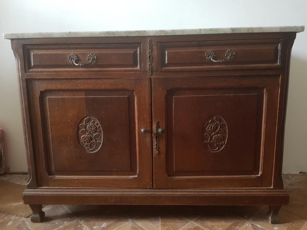 Meuble ancien avec marbre, Maison & Meubles, Armoires | Dressoirs, Enlèvement, Utilisé