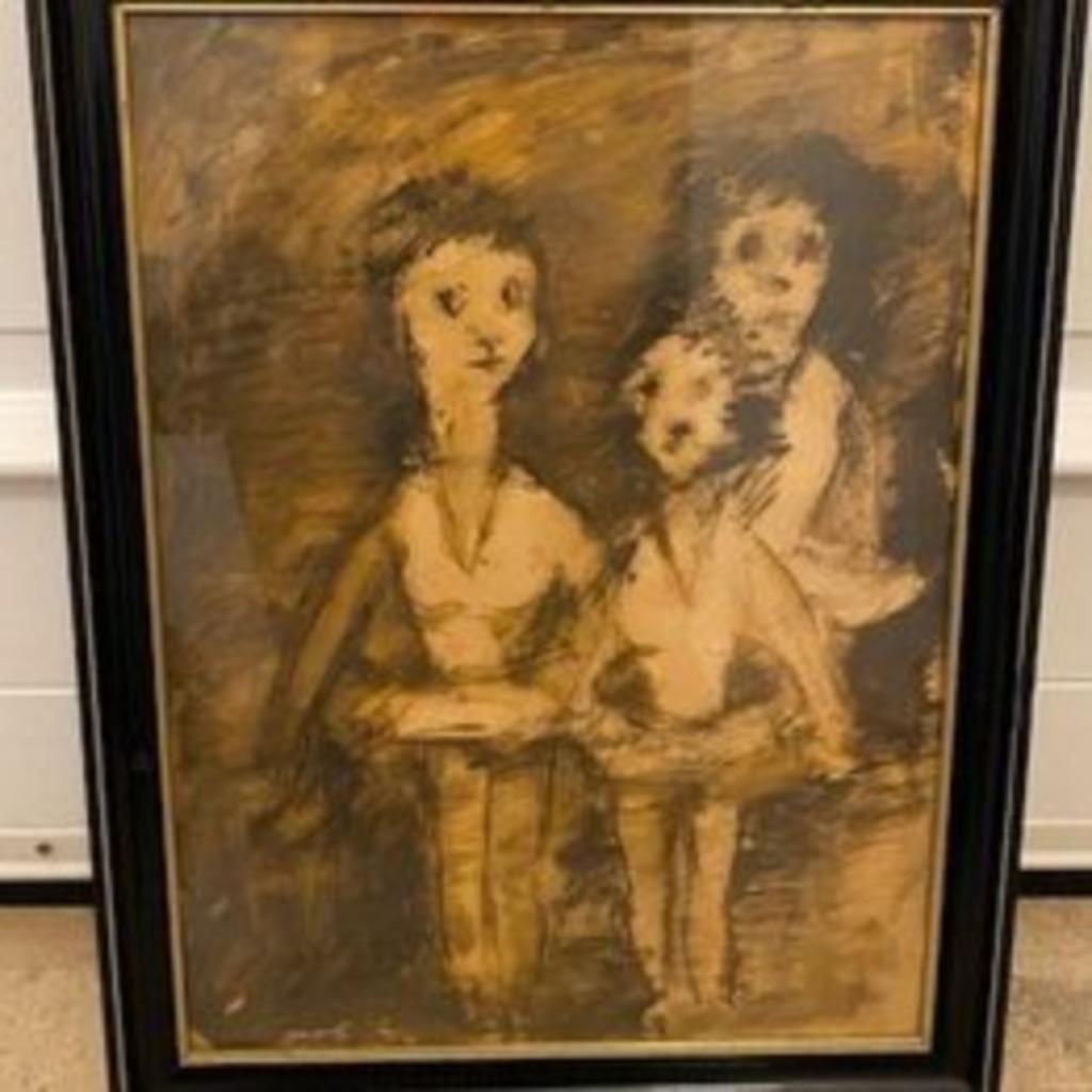 "Danseuses" huile sur toile peintre belge Jean Oosterlynck, Enlèvement