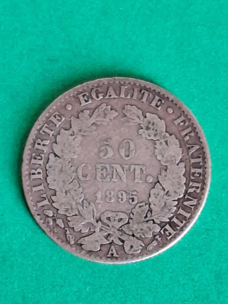 1895 A Frankrijk 50 centimes in zilver Ceres Parijs, Verzenden, Frankrijk, Losse munt, Zilver