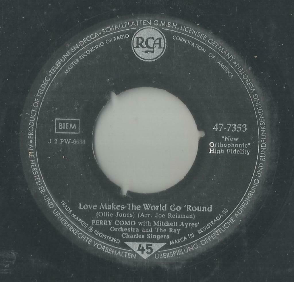 Perry Como – Love makes the world go round – Single, Gebruikt, 7 inch, Single, Ophalen of Verzenden