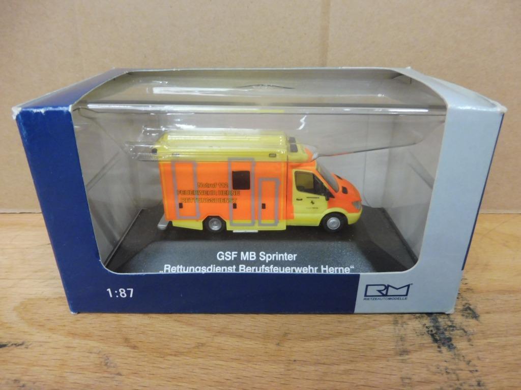1:87 Rietze 61781 Mercedes-Benz GSF RTW Brandweer Ambulance, Enlèvement ou Envoi, Comme neuf, Autres types, Rietze