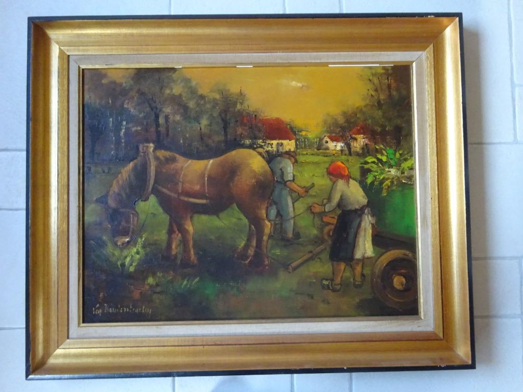 Lea Vanderstraeten, doek, Veldwerk met paard, 65 x 85 cm,, Enlèvement