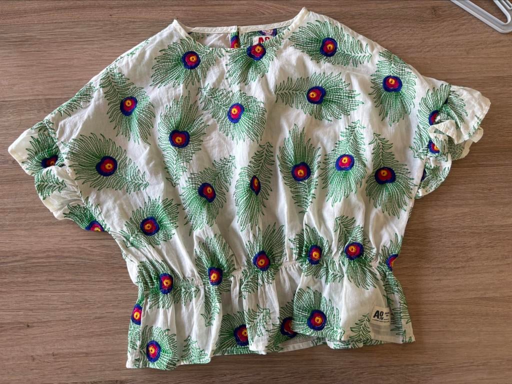AO76 maat 140: prachtige blouse pauwenveren, Meisje, AO76 American Outfitters, Overhemd of Blouse, Nieuw