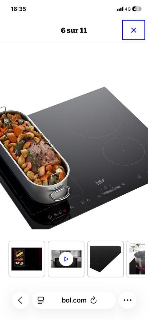 Inductiekookplaat 80cm Beko normaal 799 € nu 299€, Ophalen, Zo goed als nieuw
