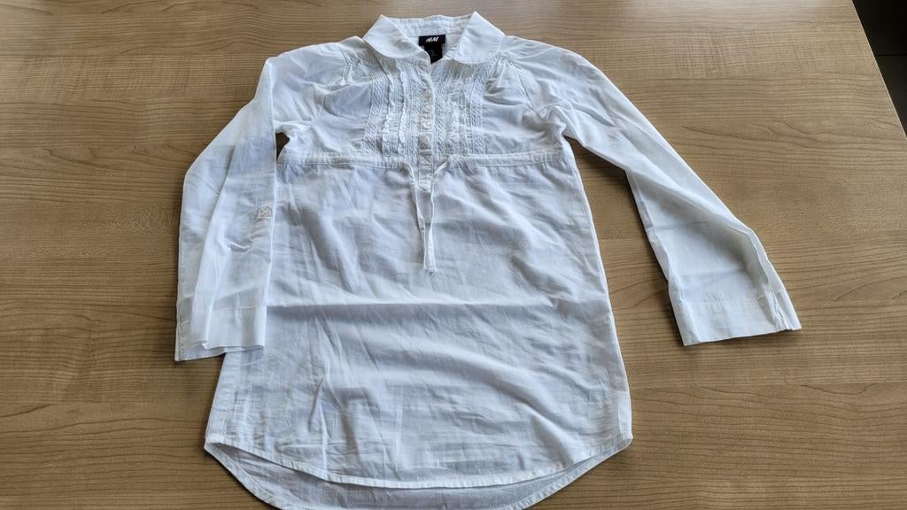 Blouse wit H&M maat 128, Enfants & Bébés, Vêtements enfant | Taille 128, Enlèvement ou Envoi, Chemise ou À manches longues, H&M