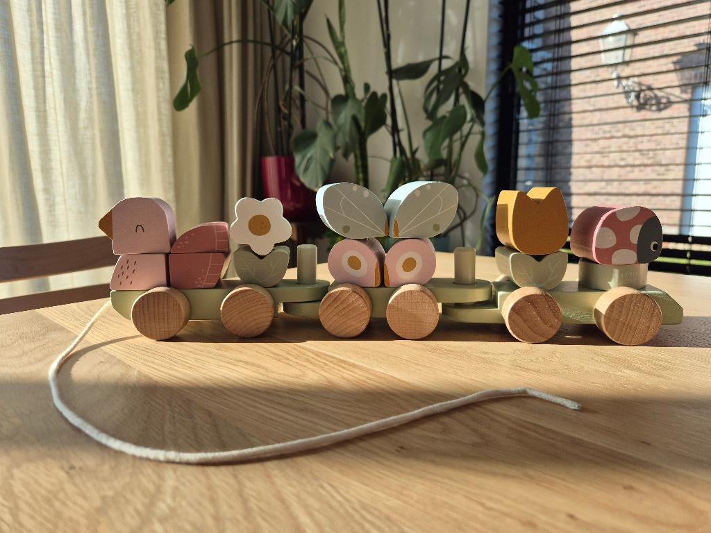Little Dutch Houten Trein Flowers & Butterflies, Enlèvement, Comme neuf, Jouet à Pousser ou Tirer