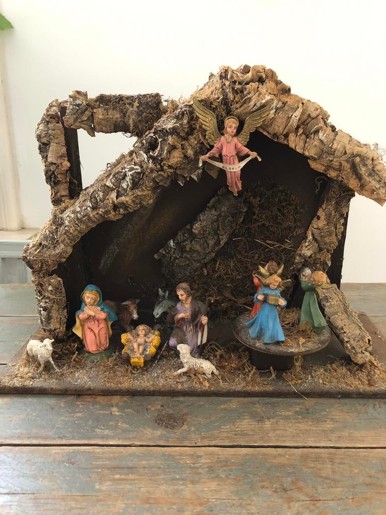 ANTIEKE KERSTSTAL FIGUREN KERST OUD, Ophalen of Verzenden, Gebruikt