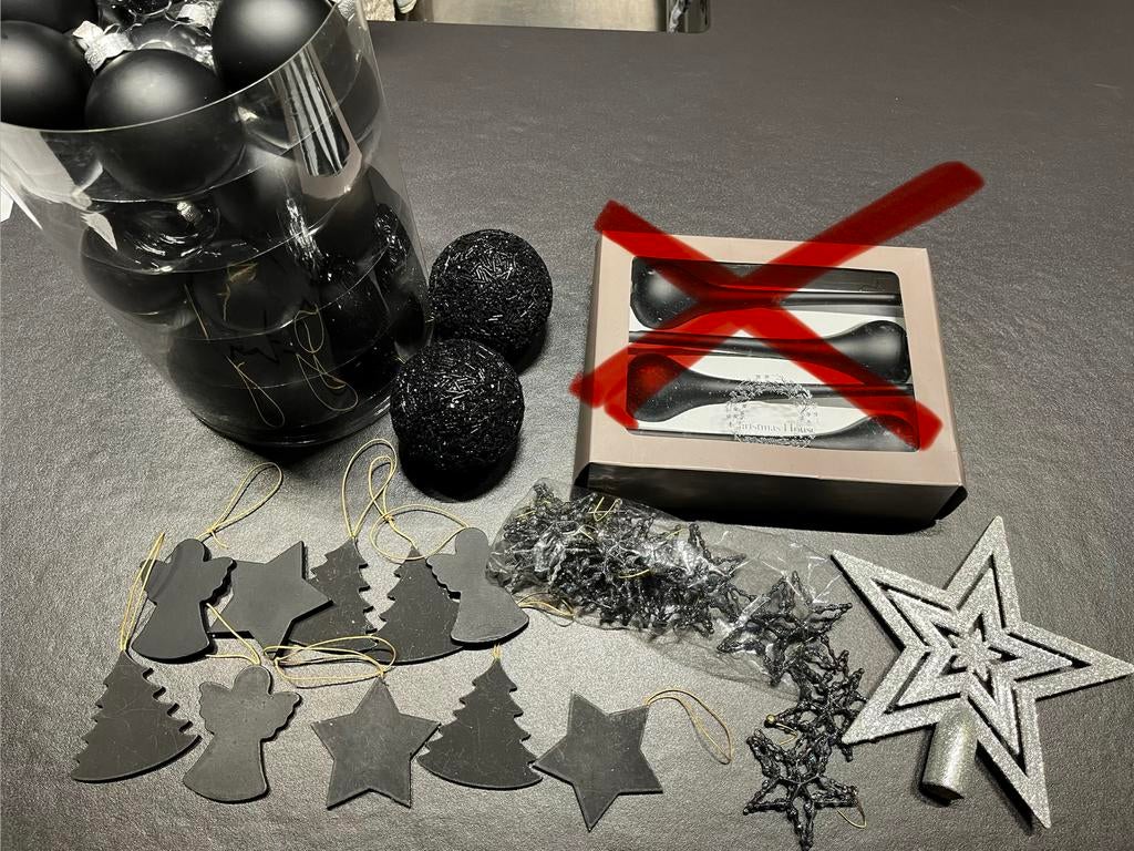 Zwarte  kerstboomversiering, Ophalen of Verzenden