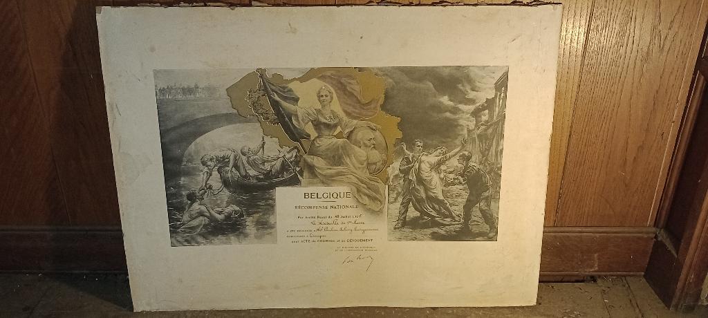 Diplôme Médaille Civique 1ère Classe 1905-73x53,n504, Enlèvement, Autres, Photo ou Poster