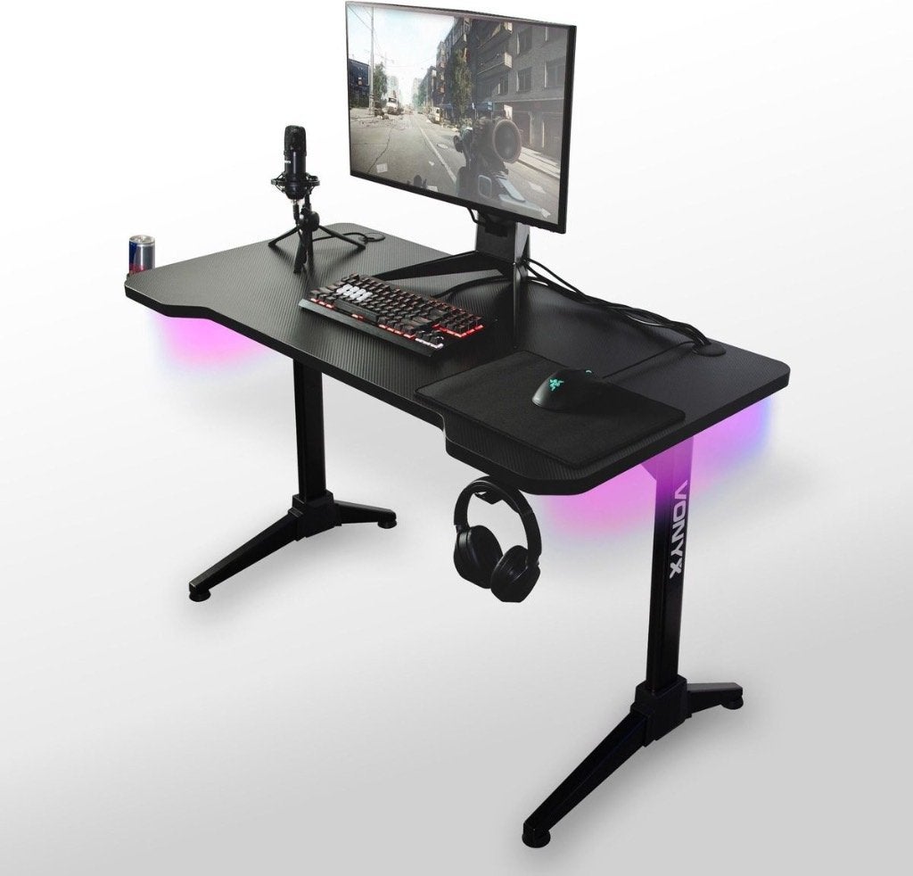 Gaming bureau, Ophalen, Zwart, 120 cm, Hout