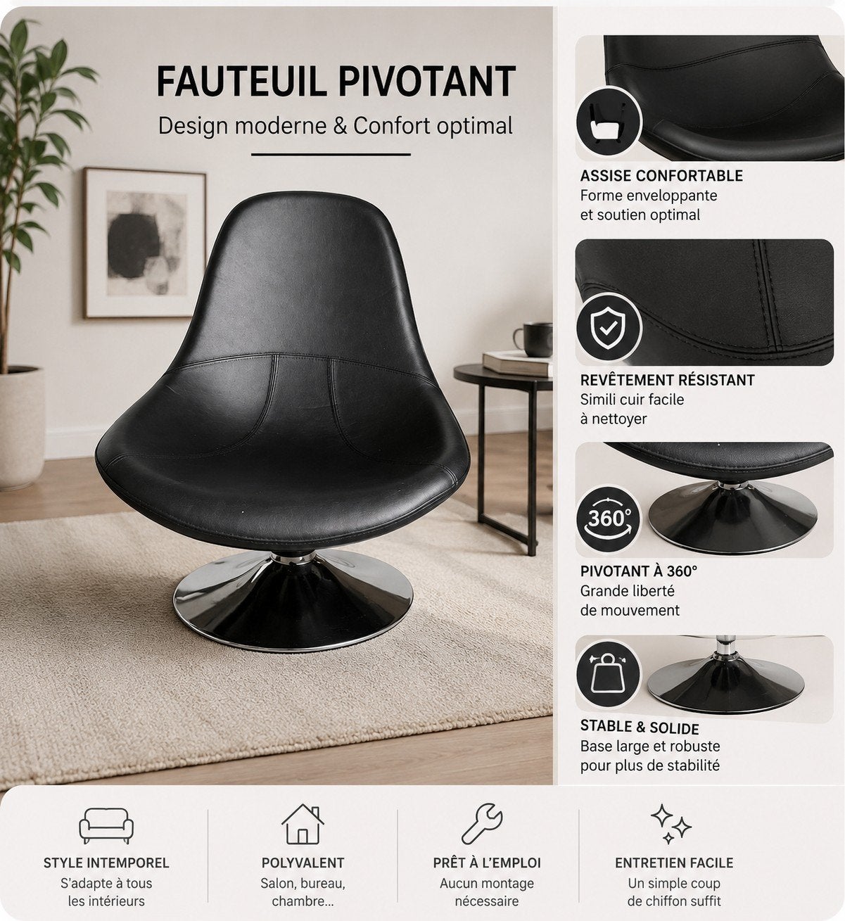 Fauteuil, Enlèvement, Noir, Une