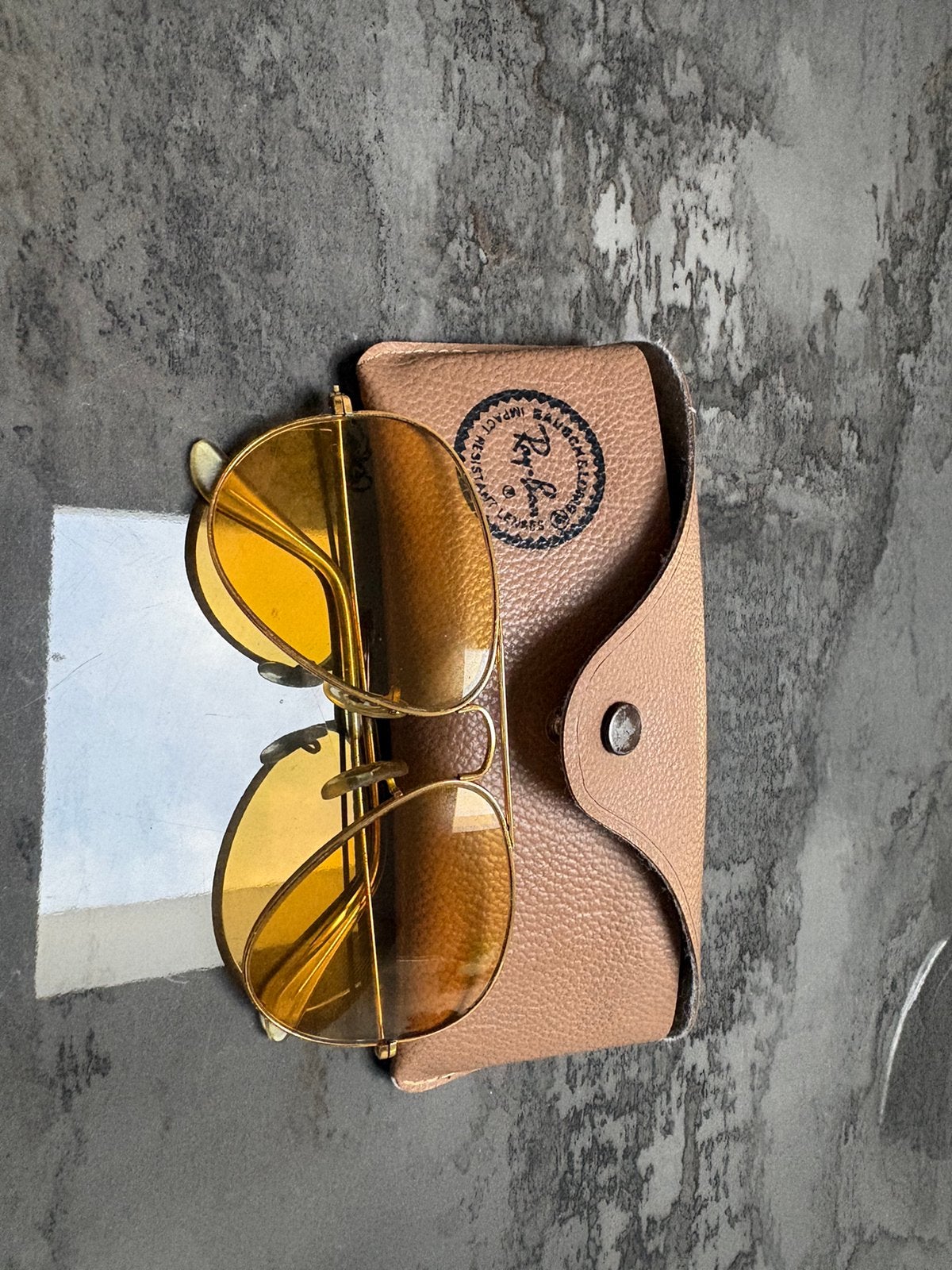Originele Rat-Ban Aviator zonnebrilmet gele glazen inclusief, Ophalen, Geel, Zo goed als nieuw, Ray-Ban