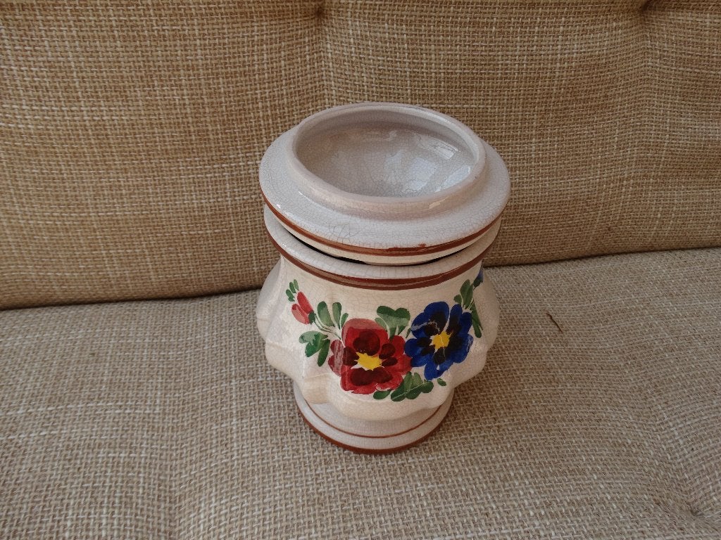 Keramiek pot met deksel beschilderd, Antiek en Kunst, Ophalen