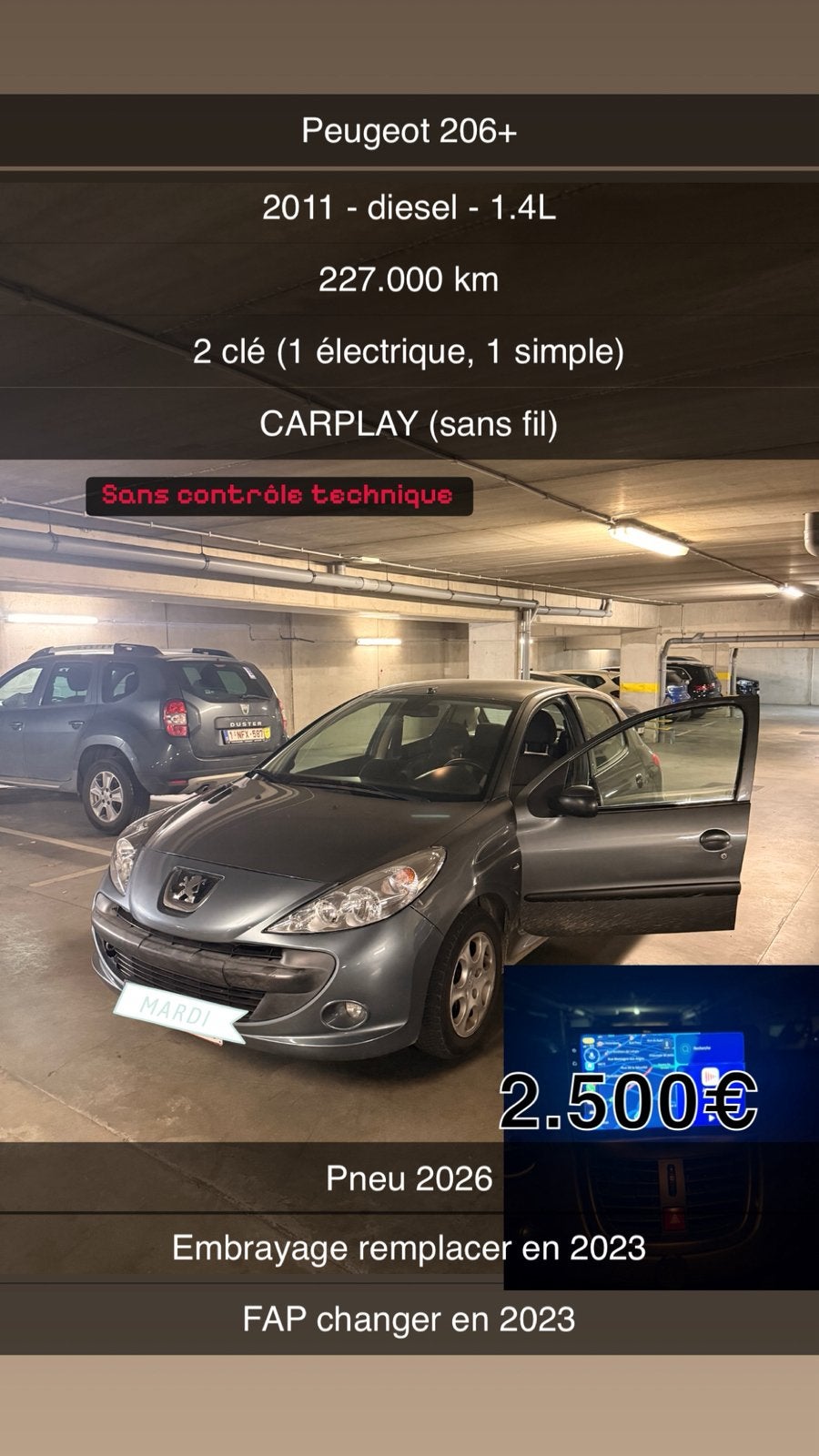 Peugeot 206+ CARPLAY 2011 diesel, Auto's, 50 kW, USB, 5 deurs, Particulier
