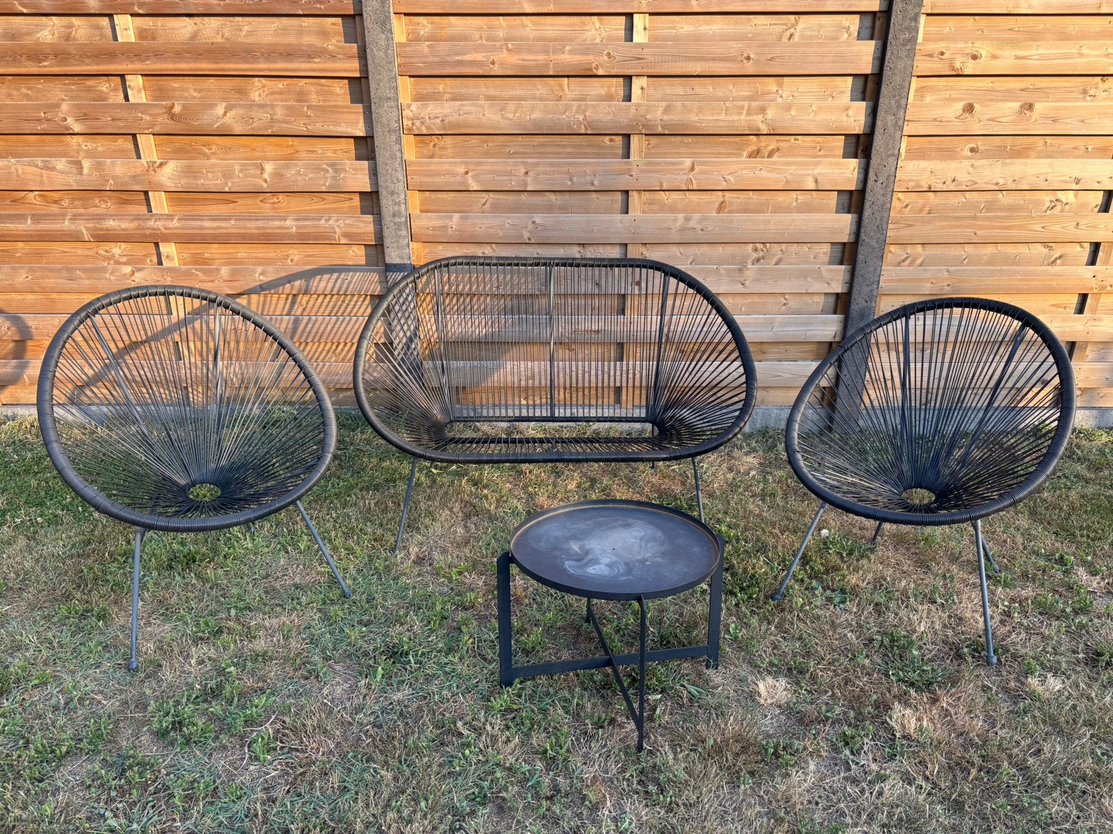 Zwarte lounge set, Tuin en Terras, Ophalen, Zo goed als nieuw
