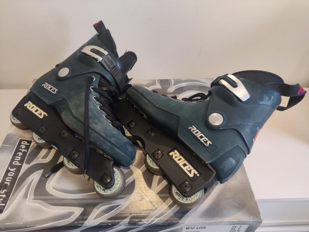Roces stuntskates forest green mt42 maar paar keer gebruikt, Sport en Fitness, Skeelers, Ophalen, Roces, Zo goed als nieuw, Inline skates 4 wielen