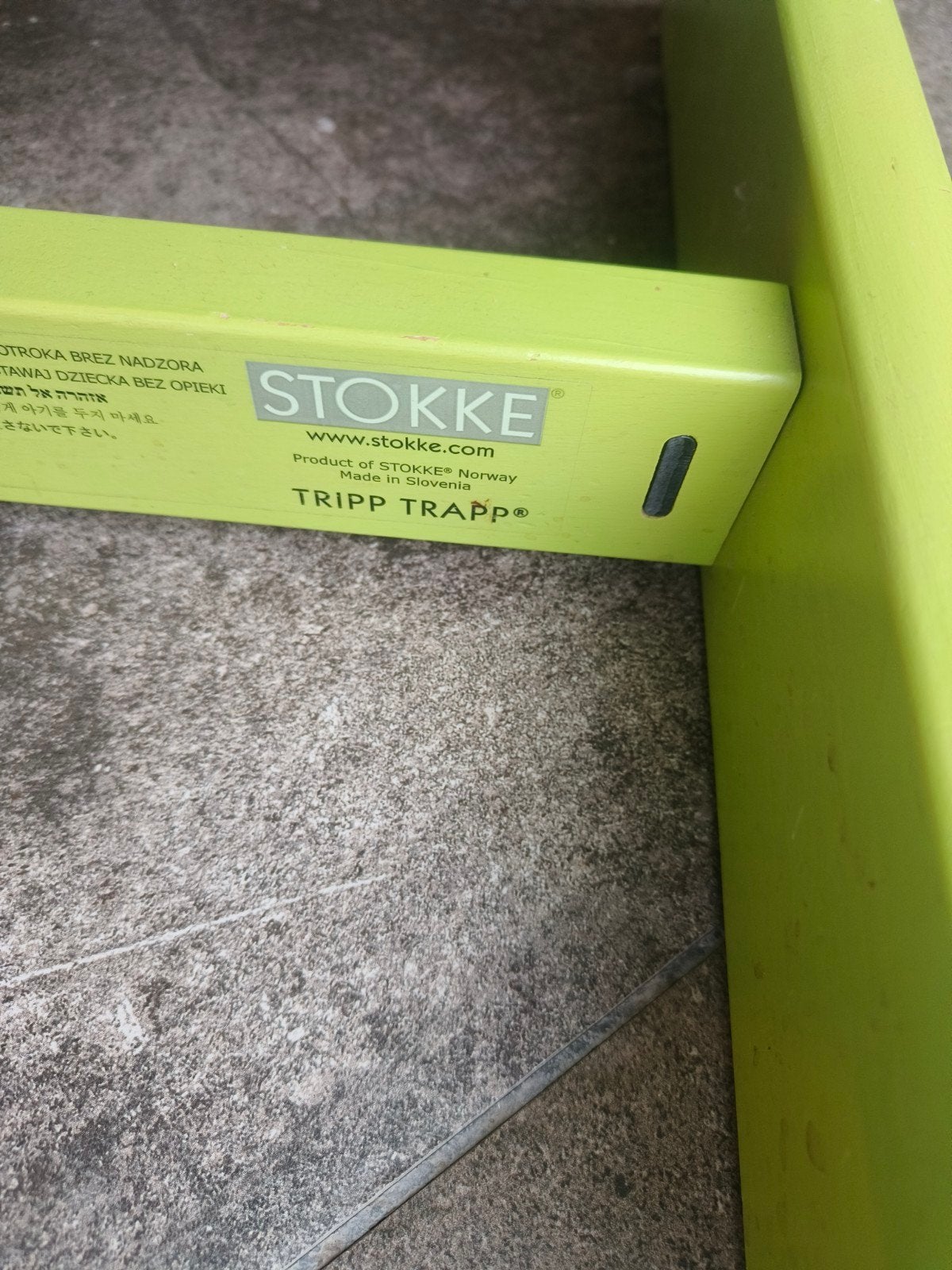Tripp trapp stoel Stokke groen, Enlèvement, Utilisé, Chaise évolutive, Coulissant