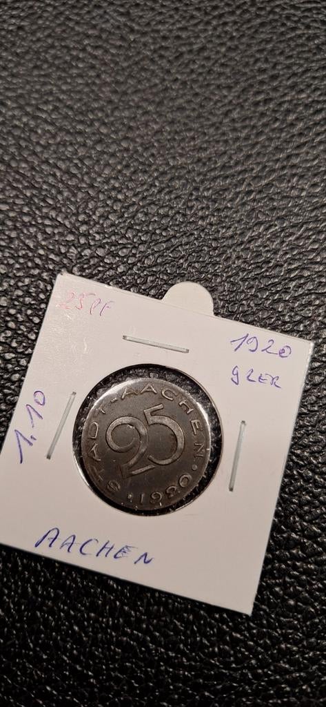 Duits notgeld 25 pf 1920 Aachen ijzer 1.10, Postzegels en Munten, Ophalen of Verzenden