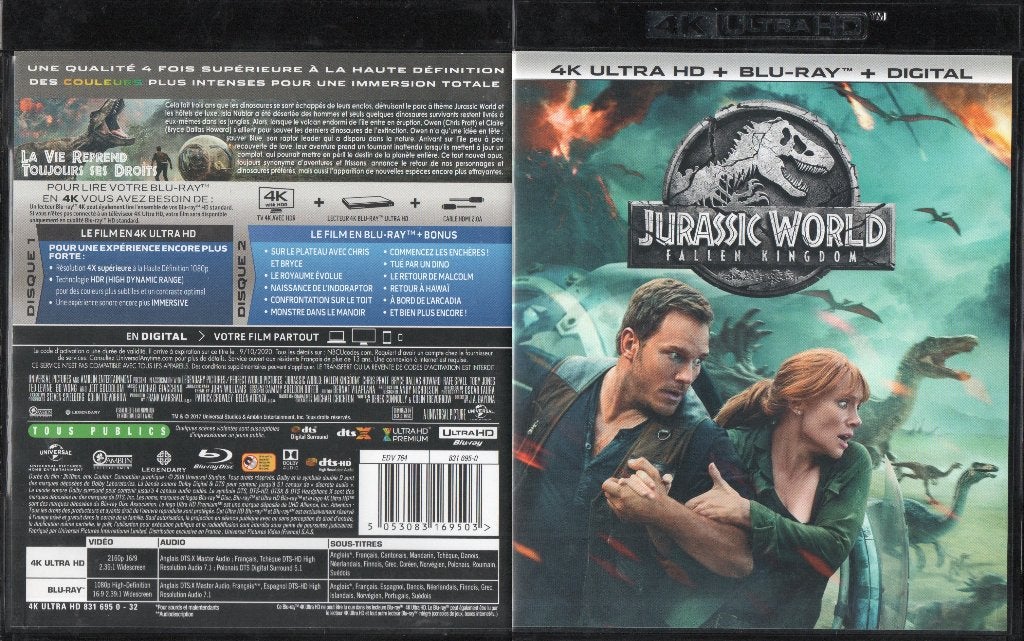jurassic world fallen kingdom (4K ultra hd + blu-ray) neuf, CD & DVD, Enlèvement ou Envoi, Néerlandais, Film, Science-Fiction et Fantasy