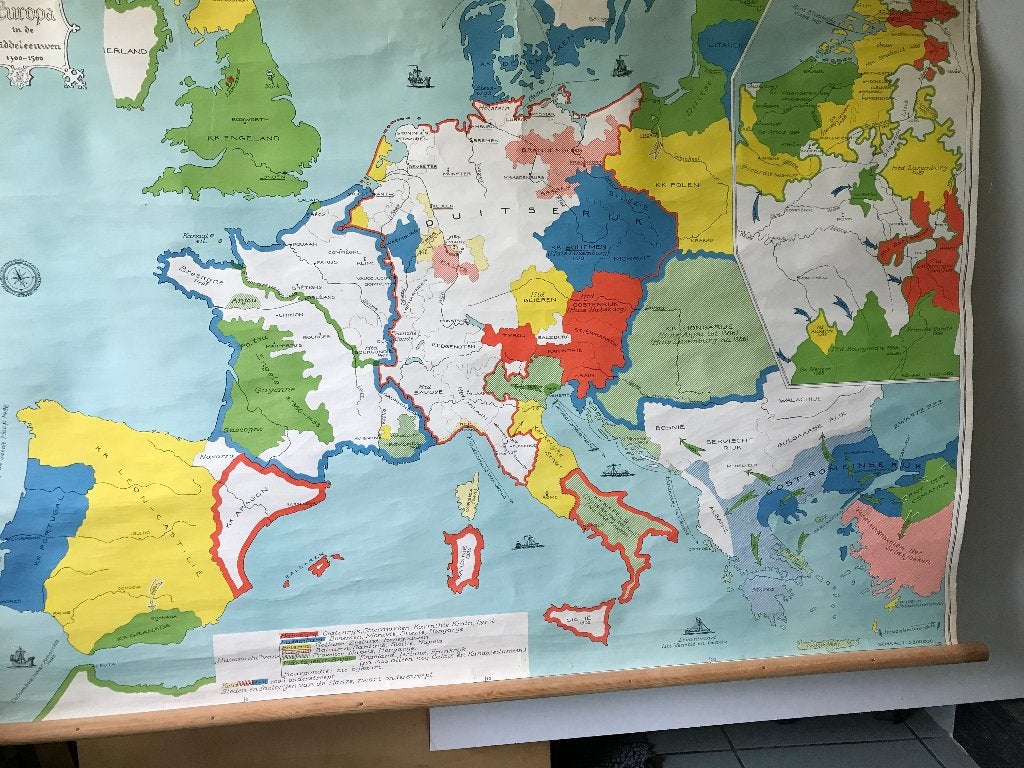 historische kaart europa 1300-1500, Boeken, Gelezen, Overige typen, 1800 tot 2000, Europa Overig