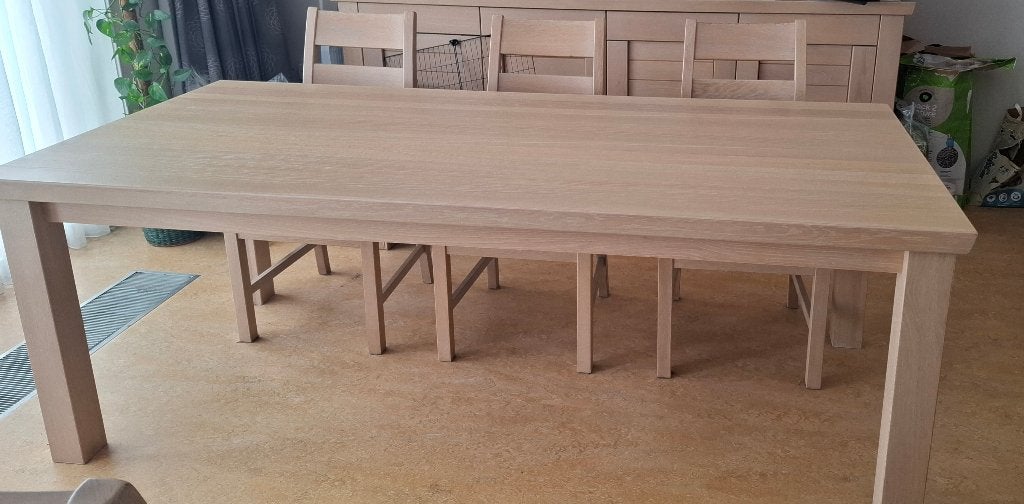 Eettafel met stoelen, Huis en Inrichting, Ophalen, Gebruikt, 100 tot 150 cm, Eikenhout