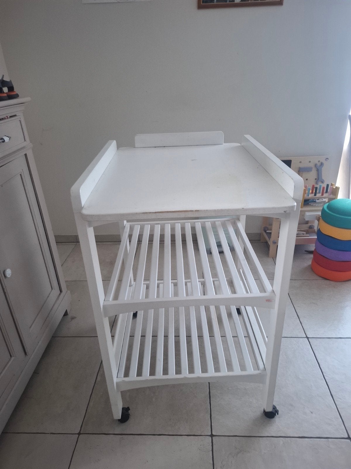 verzorgingstafel, Kinderen en Baby's, Kinderkamer | Commodes en Kasten, Ophalen, Gebruikt, Minder dan 75 cm, 50 tot 70 cm