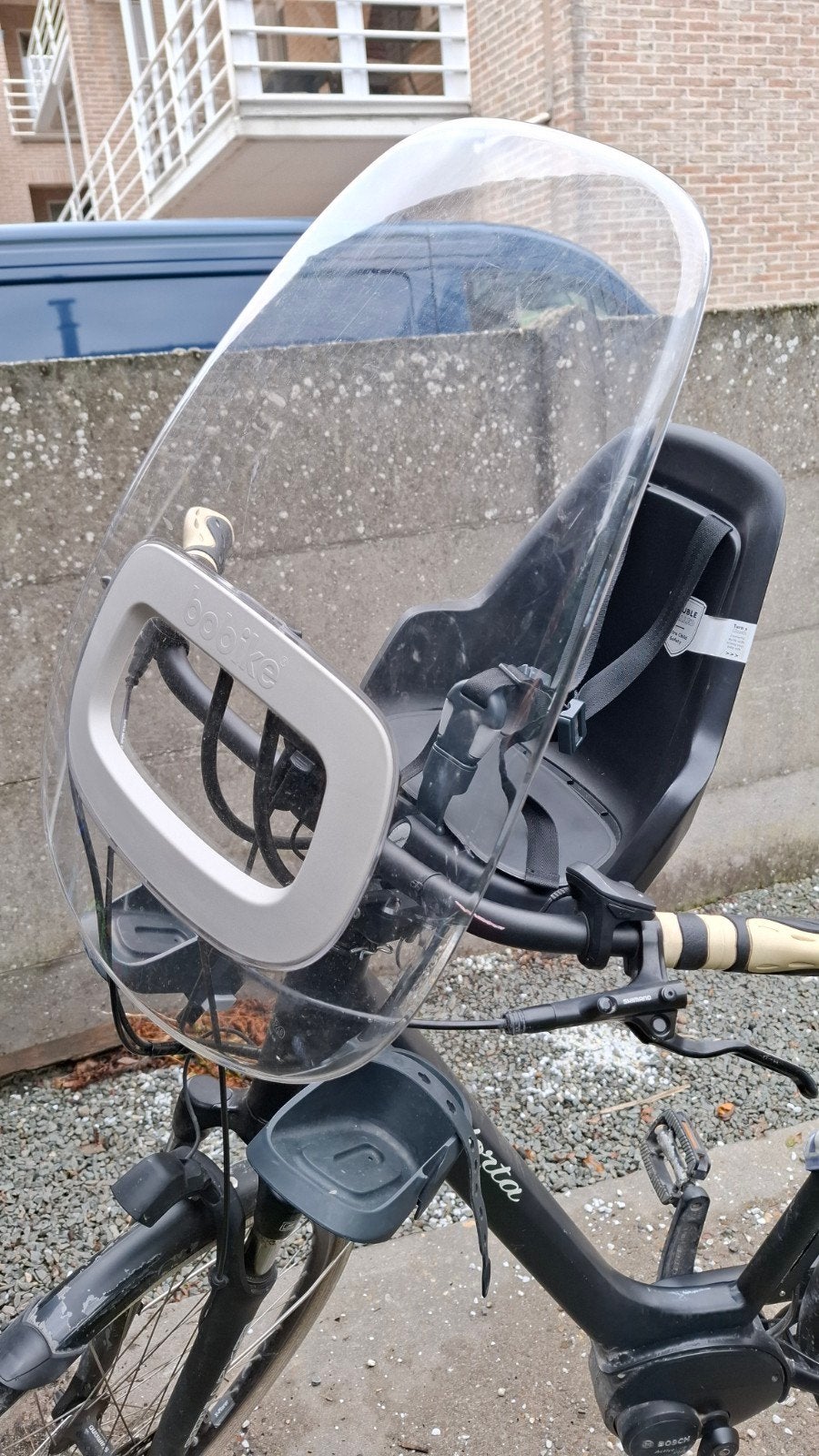 Bobike GO mini voorzitje + windscherm, Siège avant, Repose-pieds, Comme neuf, Enlèvement
