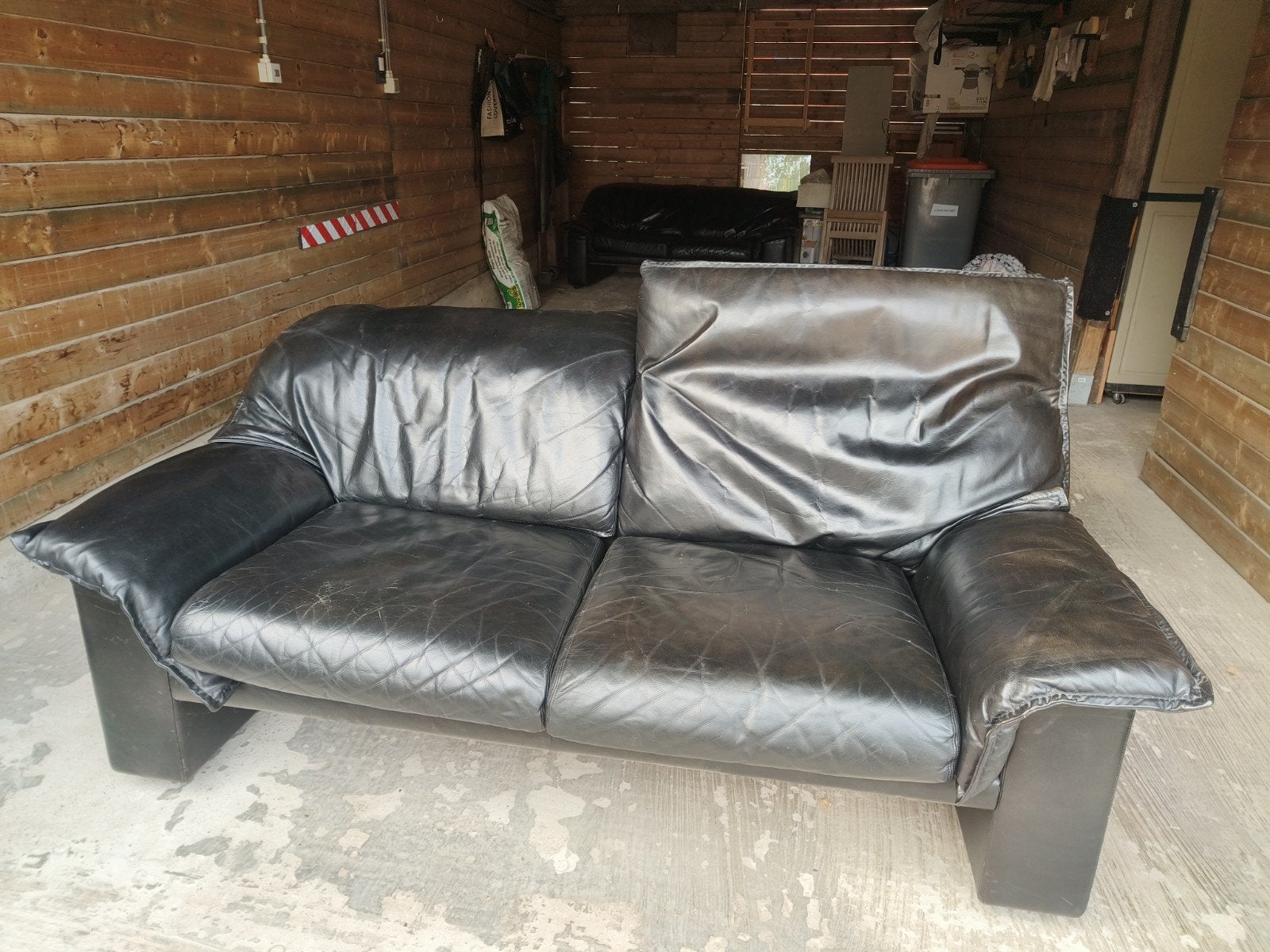set van 2 zitbank 2/3 personen merk wieler van leer, Ophalen, Gebruikt, 150 tot 200 cm, Driepersoons