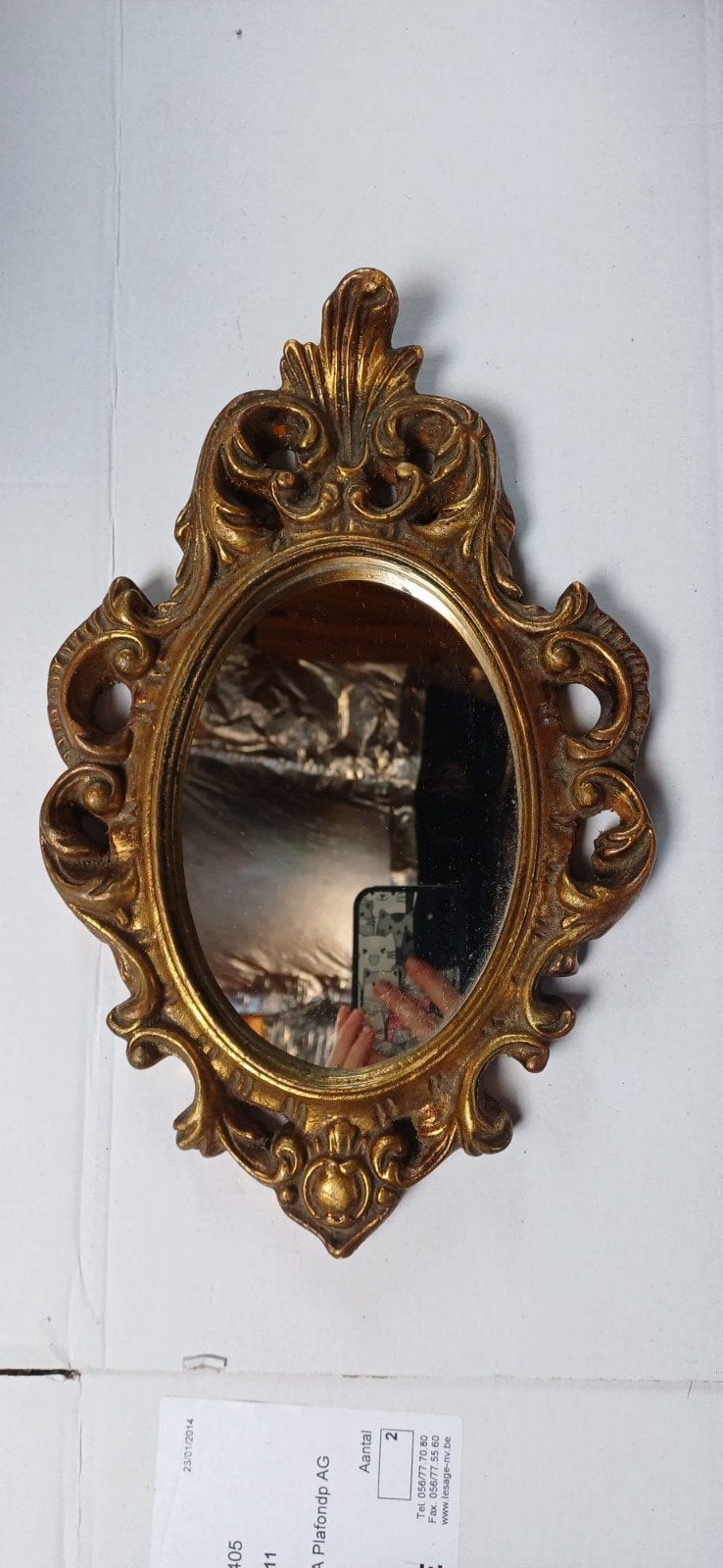 Vintage gouden spiegel, Antiek en Kunst, Ophalen