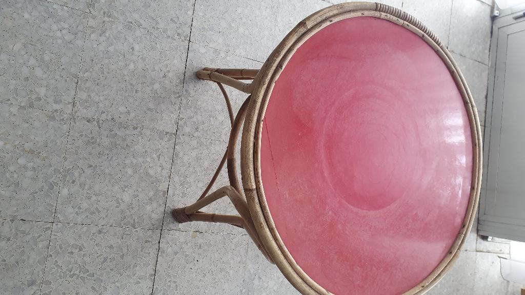 Retro bamboo Tafel, Huis en Inrichting, Tafels | Bijzettafels, Ophalen, Gebruikt, Rond, 60 cm of meer
