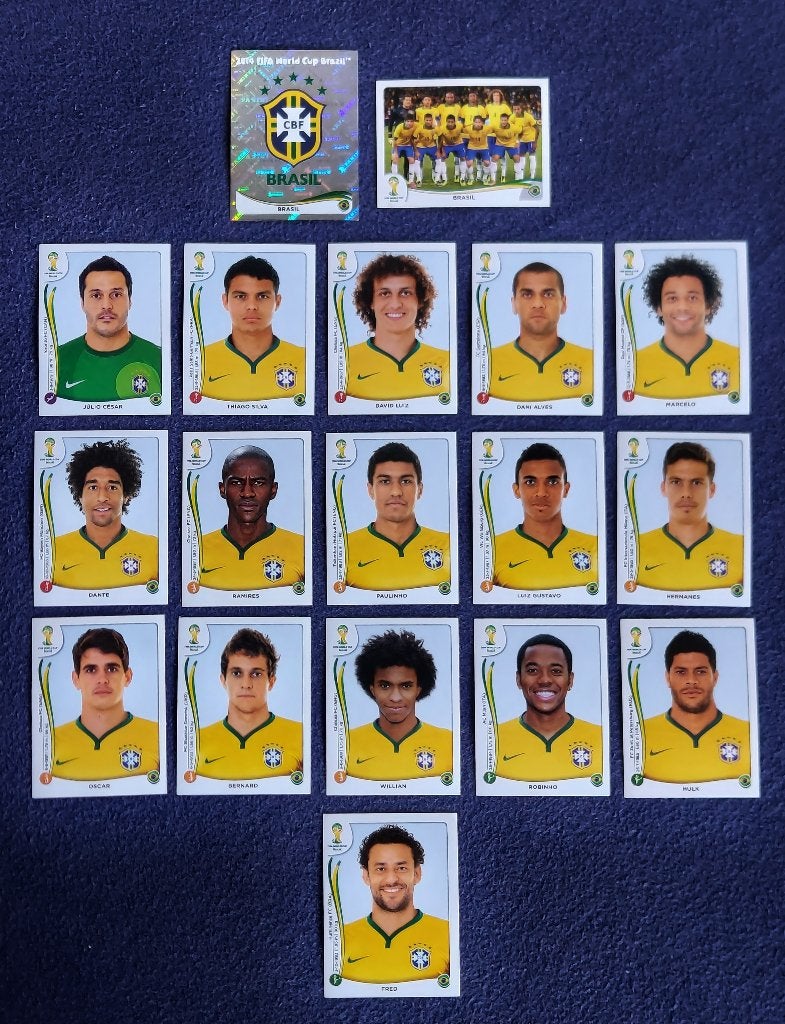 18 versch. Panini stickers voetbal ' WK Brasil 2014 - Brazil, Ophalen of Verzenden, Nieuw, Poster, Plaatje of Sticker