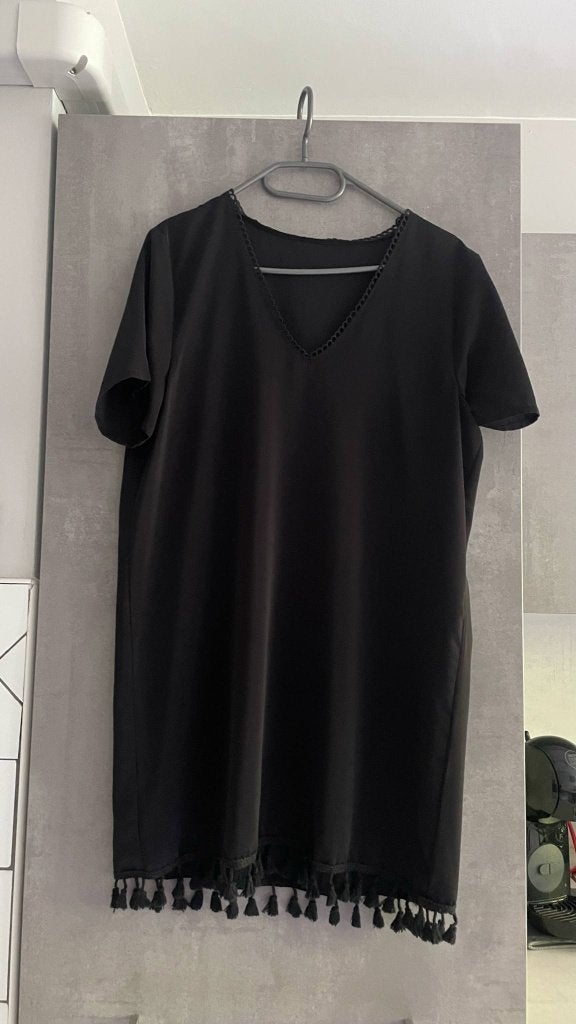 Oversized zwarte pareo strandjurk S, Kleding | Dames, Badmode en Zwemkleding, Ophalen of Verzenden, Zo goed als nieuw, Zwart, Overige typen