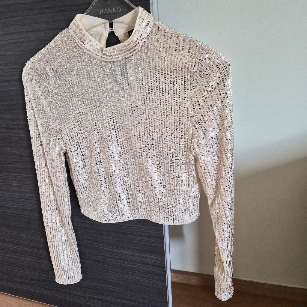 Blouse met pailletten Shein, maat S, Beige, Ophalen of Verzenden, Maat 36 (S), Gedragen