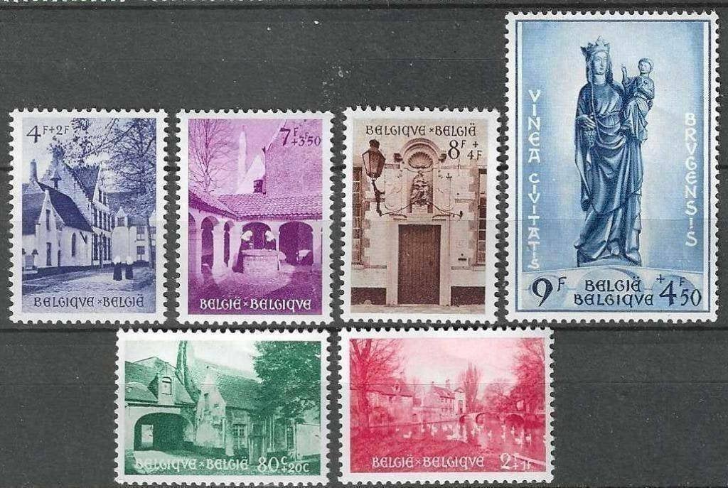 Belgie 1954 - Yvert/OBP 946-951 - Begijnhof van Brugge (PF), Verzenden, Postfris, Postfris