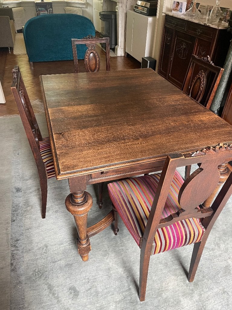 Antieke eiken tafel met 6 stoelen, Antiek en Kunst, Ophalen