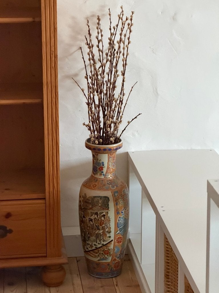 Grote Chinese vloervaas – Satsuma stijl, handbeschilderd, Antiek en Kunst, Ophalen