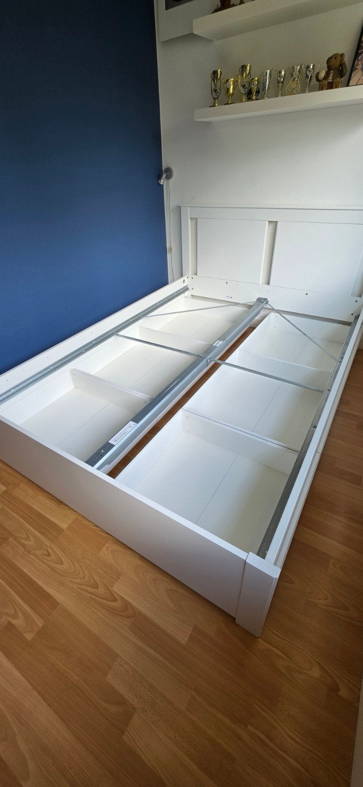 Ikea Malm bedframe met lades, Ophalen, Wit, Tweepersoons, 140 cm