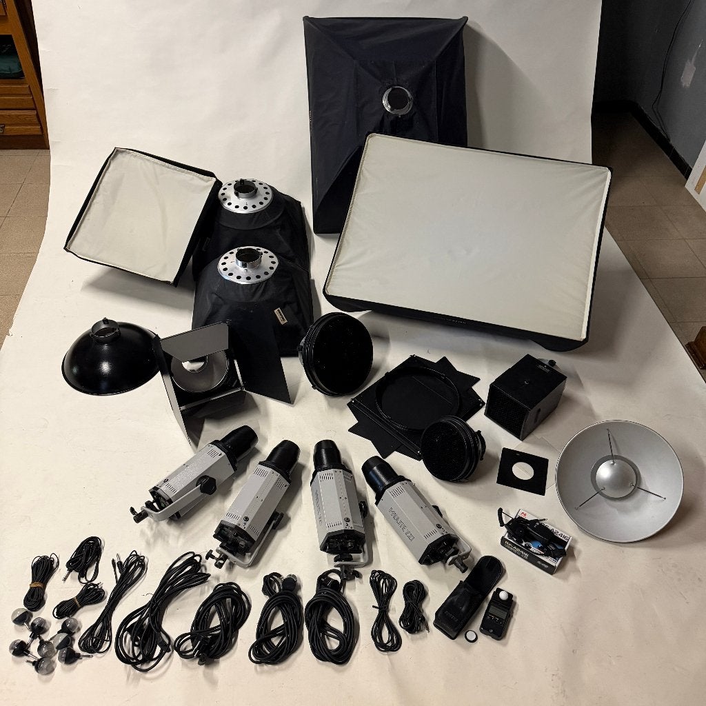 4 flashs de studio Bowens Prolite 100 avec accessoires, TV, Hi-fi & Vidéo, Enlèvement, Utilisé, Autres marques, Flash de studio